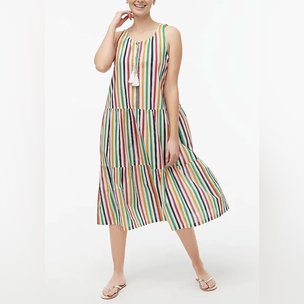 J. Crew Multicolor Striped Midi Dress